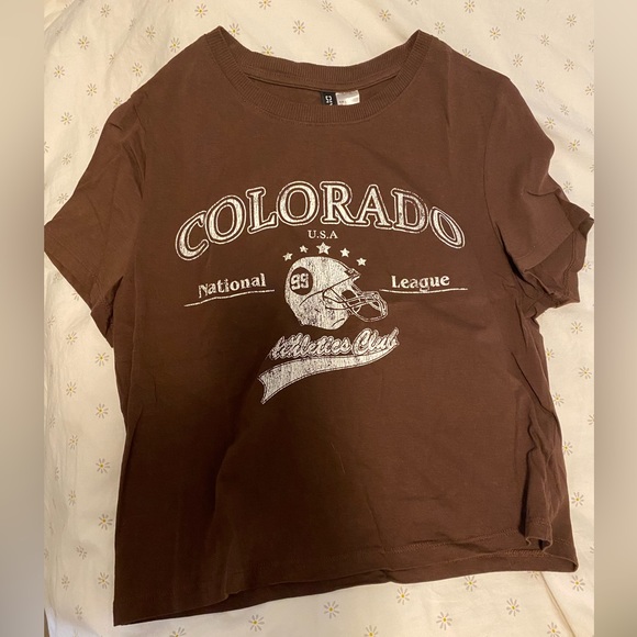 Brown Graphic tee Crop top Colorado tee - Picture 1 of 1